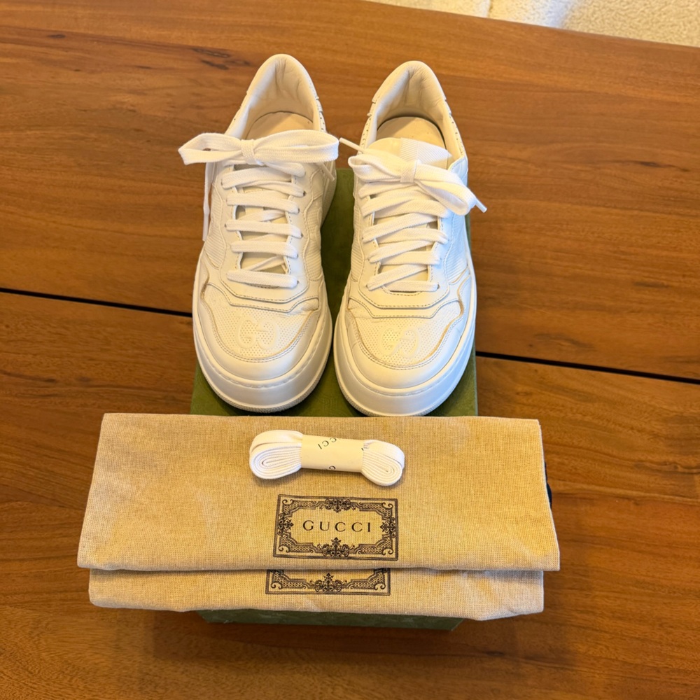 Gucci GG Embossed Leather Sneakers - Picture 6 of 8